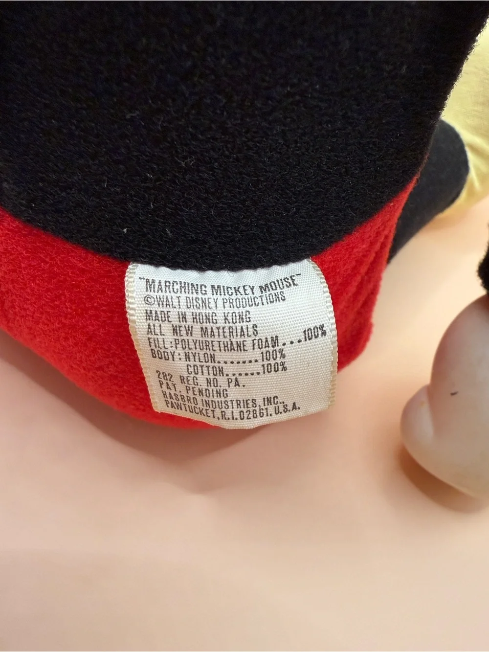 Vintage Hasbro Marching Mickey Mouse Plush Vinyl Head Hong Kong Disney 1970s
